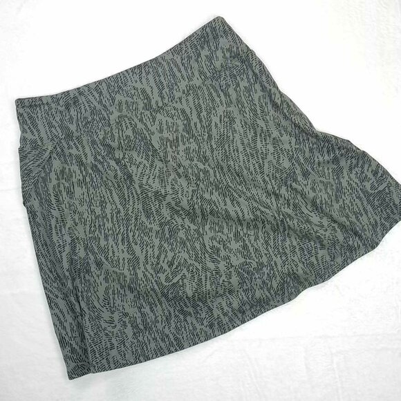 NWOT Eddie Bauer Knit Athletic Mini Skirt Green Black Faux Wrap Medium - Picture 2 of 3